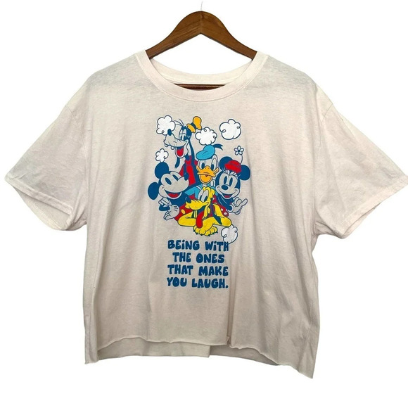 Disney Mickey and Friends Make you laugh raw edge crop Top Size XL - Picture 1 of 4